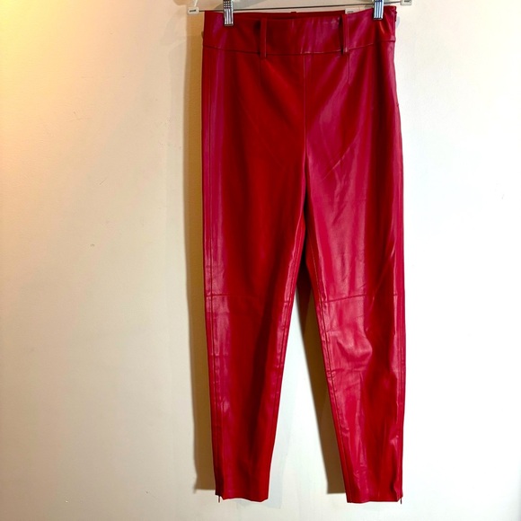 ZARA Sz M Vegan Leather High Rise Zipper at Ankle Unlined Trousers Leggings NEW - Picture 3 of 15